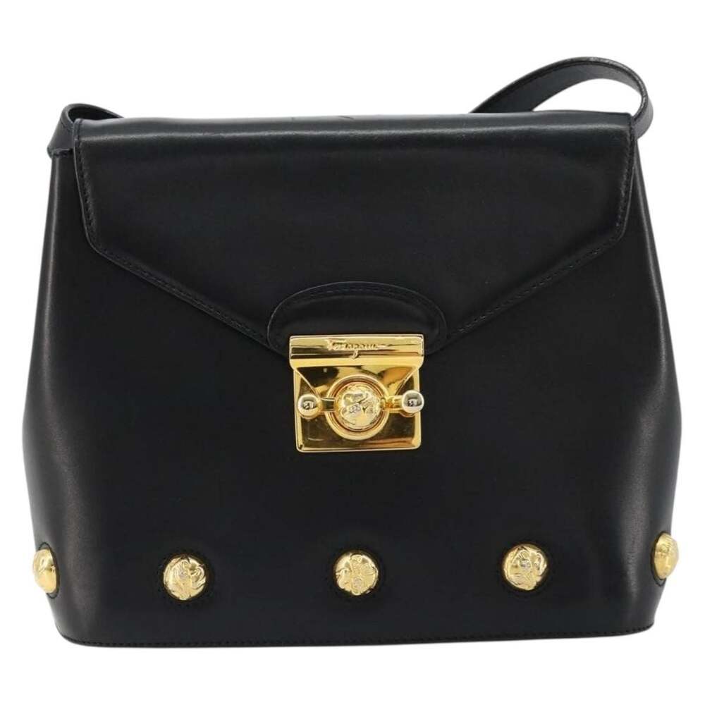 Salvatore Ferragamo Leather Shoulder Bag Black